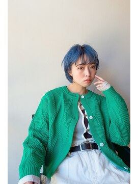 ヘアデザイン ソラ(Sola) 小顔イメチェン、ブルーグレージュカラーくびれレイヤーボブ