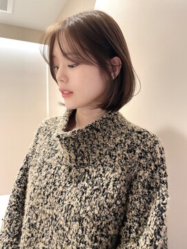 ルル 表参道(lulu.) ボブ ベージュ ダブルカラー 透明感カラー  韓国風ボブ ◎