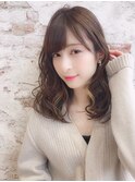 アンブレラカラー/こなれミディ/ウェーブパーマ/前髪/錦糸町