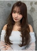 オリーブグレー×小顔[ココアベージュ/黒髪/くらげヘアー]