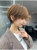 イメチェンショート外ハネボブ美髪似合わせカットダークアッシュ