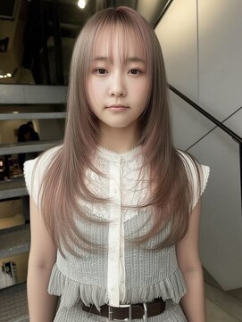 ネハス ナガオカ(nehus.nagaoka) xカット//ホワイトグレージュ/レイヤーカット/チェリーブラウン