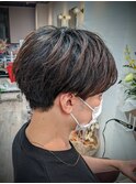 センターパート×リバースパーマ