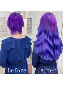 ダークブルーパープル#シールエクステ#ツートンカラー#美髪#大宮