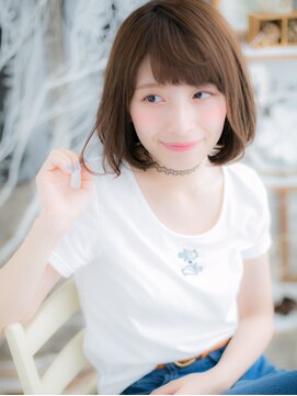 モッズヘア 越谷(mod's hair) 切りっぱなしロブ黒髪オン眉耳かけ前下がりc5越谷20代30代40代