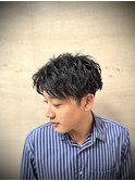 "人気"センターパート縦落ちパーマ/田町/床屋