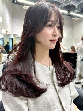 シティ(CITY) レイヤーカット 韓国風レイヤー ピンクブラウン 顔まわりカット