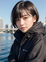 ブロッサム 東中野店 大人可愛い切りっぱなしひし形レイヤーカットモカベージュ