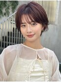 毛流れショート#くびれヘア#アプリコットオレンジ