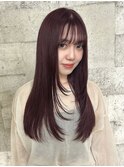 顔周りレイヤーカット 髪質改善酸熱トリートメント 暖色カラー