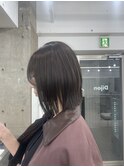 韓国顔まわりレイヤーカットグレージュオリーブベージュブラウン