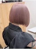 カシスピンク/切りっぱなしボブ/ダブルカラー