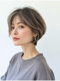 白髪ぼかし脱白髪染め似合わせショートボブ30代40代50代60代♪