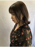 イメチェンフォギーベージュ耳かけミディアムボブ毛先パーマ０３