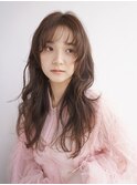 小顔ヘア レイヤーカット ピンクブラウン