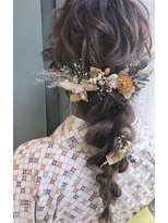 ルーズさが可愛い♪着物、浴衣に編みおろしヘア