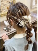 水引き 金箔ヘア ゆる編みポニー★