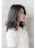 大人可愛いブリーチなしラベンダーグレージュカラーふわミディ