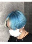 ケアブリーチ×ホワイト×アクアブルー