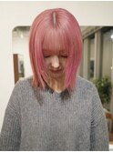 【ハイトーンボブ/ササキケイスケ】ピンクカラー/ブリーチカラー