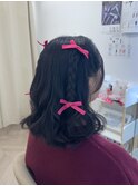 ハーフツインに編み込みアレンジ♪