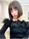 マロンベージュ/ボブ/顔周り/小顔/レイヤー/髪質改善/縮毛/池袋