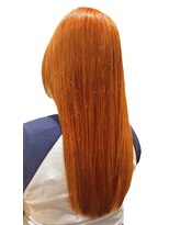 ヘアーズファイン(hair's fine)&nbsp;ハイトーン◎ビビットオレンジ×ロング ブリーチカラー