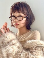 ヴェイン 渋谷(vain)&nbsp;ウルフショート 前髪 ニュアンスパーマ ピンクベージュ 20代