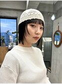 黒髪　おしゃれパッツンボブ　切りっぱなしボブ　前髪パッツン