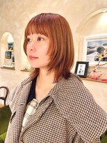 ビュートリアム265(BEAUTRIUM 265) ミディアムボブ/ロブ/ウルフカット/外はね/オレンジブラウン銀座