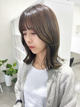 キートス 高知店(kiitos) オリーブベージュ/ブリーチなし/くびれ目ミディ