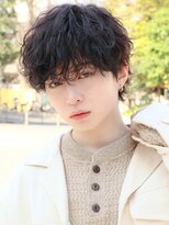 波巻きパーマメンズツイストスパイラルパーマツーブロックウルフ