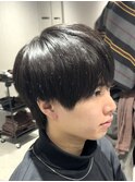 ショートネープラウンドマッシュツーブロック刈り上げ