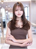 髪質改善レイヤーカット/ココアベージュ/ヘーゼルブラウン/小顔