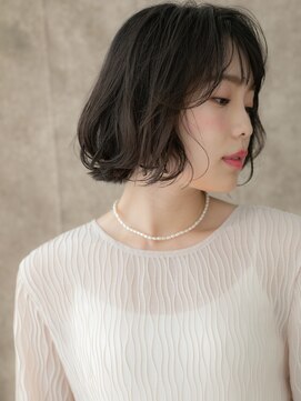 エアウェーブパーマ黒髪AラインボブウルフカットX大宮30代40代