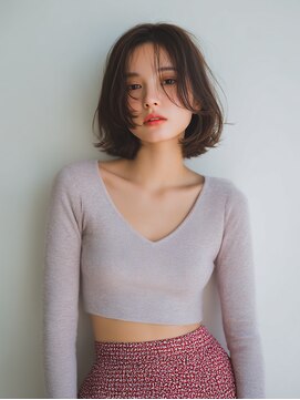 ロッソ 大橋店(Rosso) 顔まわりが揺れるブラウンボブ【大橋】