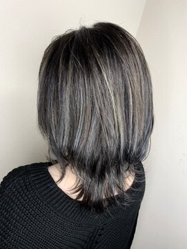 モルニ(MORNI) アッシュグレー_マロンベージュ Aラインボブ かきあげ