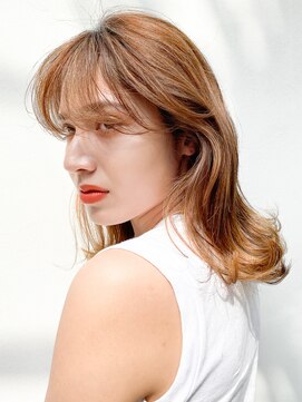 ピークアブー 銀座並木通り(PEEK-A-BOO) 【デザインカラー】シースルーバング×オレンジベージュ