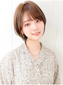 大人可愛い20代30代40代前下がりショートボブ丸みショート◎