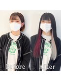 チェリーピンク×ホワイト#シールエクステ#バイカラー#美髪#銀座