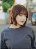 切りっぱなし外はねボブ20代/30代/40代/50代/庭瀬