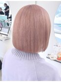 コットンピンク/ピンクベージュ/ボブ/ハイトーン/ブリーチ