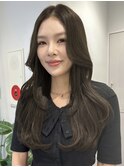 ヨシンモリ オリーブグレー ロング 透明感カラー 小顔 冬カラー