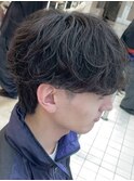 原宿シャドウパーマルーズパーマメンズカットラウンドマッシュ