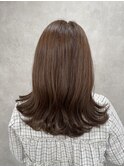 黒髪クラゲヘアーオリーブグレー小顔ココアベージュ