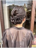 編み込み/シニヨン/ヘアセット/ヘアアレンジ/お呼ばれヘア