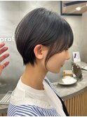 大人可愛い20代30代40代黒髪前下がりショートボブ丸みショート◎