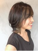 外はねウルフボブ/おしゃれインナーカラー＃ベージュ