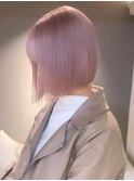 ba355_2wayバングオン眉ショートミルクティーピンクボブウルフ