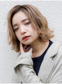 20代30代40代 ボブ ゆる巻き シナモンベージュ 大人可愛い